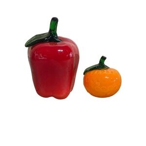 Faux Glass Fruit Decor. Apple and Orange Kitchen Decor.